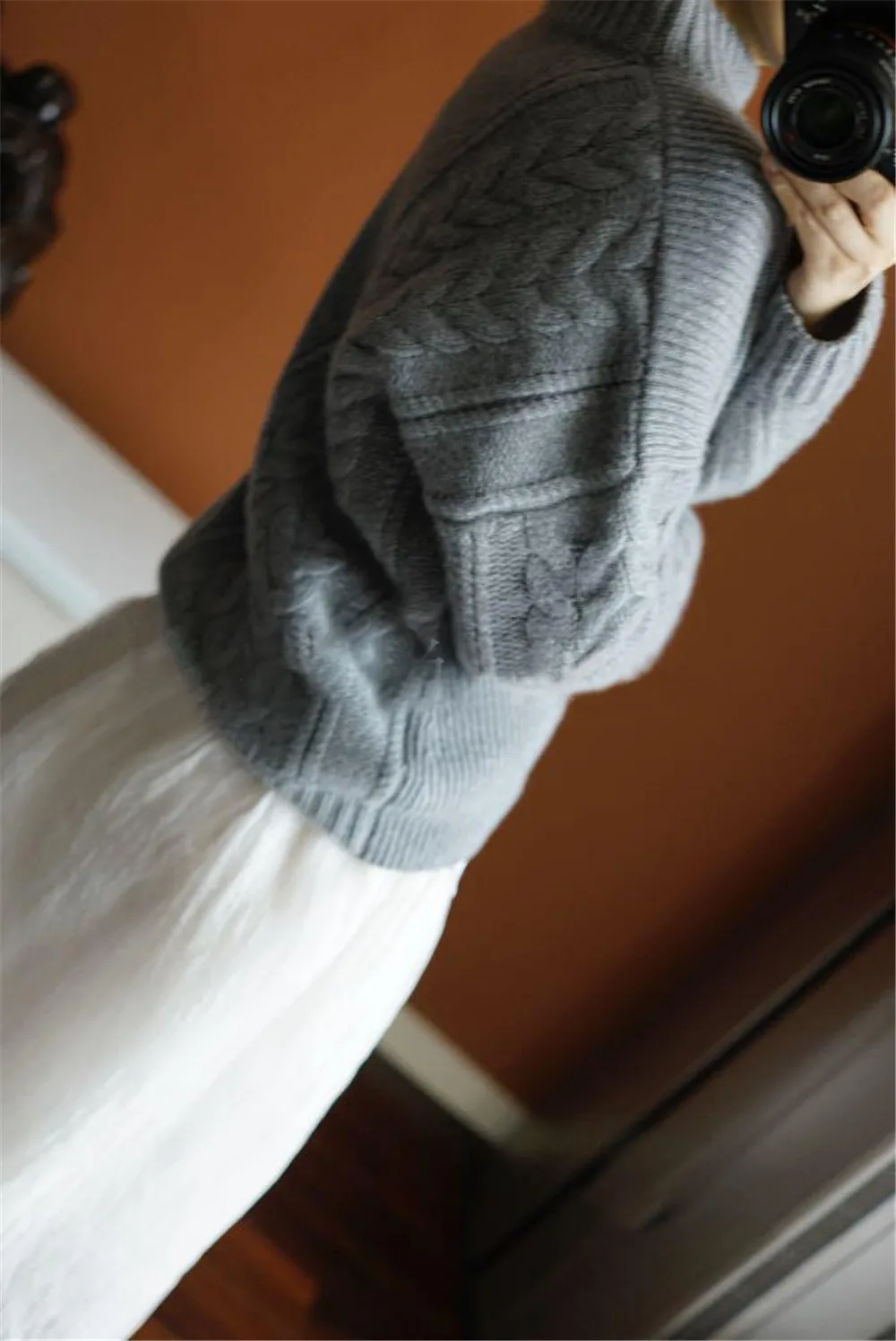 Осенне-зимний женский кашемировый свитер с воротником средней высоты, Свободный Асимметричный короткий свитер, Женский пуловер