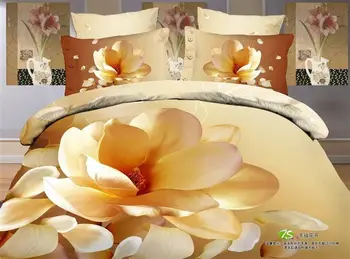 

100%Cotton 3D Bedding Set Floral Queen King size Bed sheet Duvet cover Fitted sheet Bedlinen parrure de lit ropa de cama
