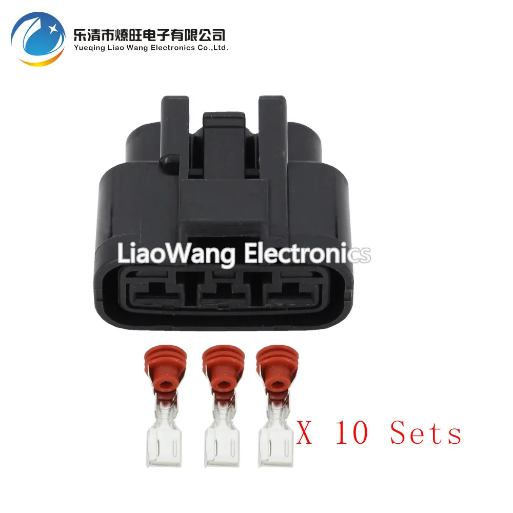 

10 sets 3Pin left slot car electronic fan / fan plug with terminal and waterproof plug DJ7031YB-6.3-21 car connector 3P
