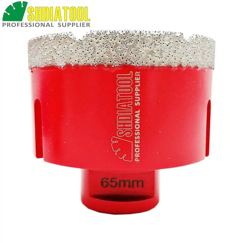 

Free -shipping Dia65mm Red color Vacuum brazed diamond core bits with M14 connection, 10mm segment height drilling bits