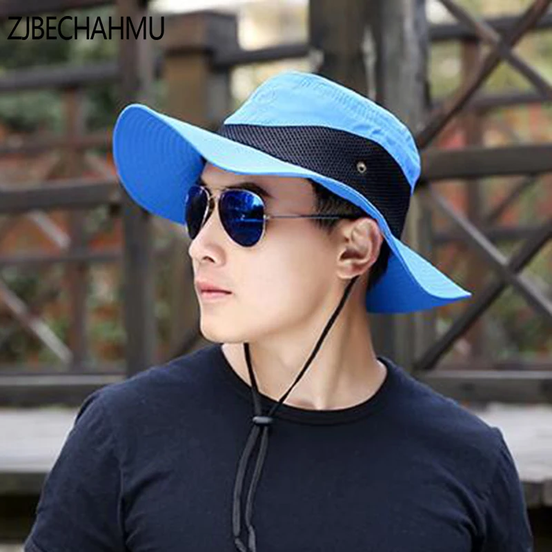 Summer Beach Fisherman Hats For Men Anti-UV Sun Protection Bucket Caps