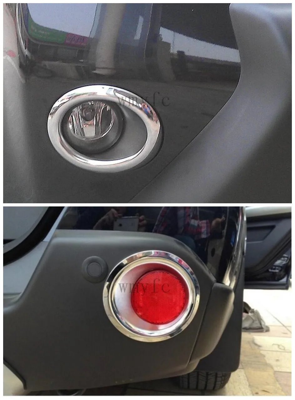 4pcs ABS Chrome Front and Rear Fog Light font b Lamp b font Cover Trim For