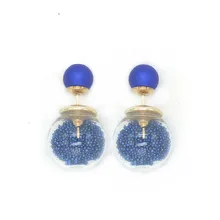 Модные ювелирные изделия оптом дизайн бисер шпилька серьга золотой цвет Chea двойной шар серьги-гвоздики Лучший милый подарок для женщин