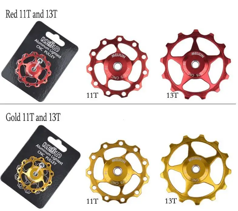 2 шт. 11 зуб MTB горный велосипед задний переключатель Запчасти ЧПУ Алюминиевый сплав 11 Т 13 т направляющее колесо натяжной шкив Jockey колесо