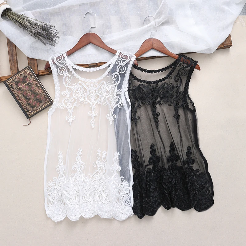 Sexy Solid Seethrough Lace Top Camisoles for Women Floral Vest Tops Blouse Casual Tank Tops Camisole Femme 2018