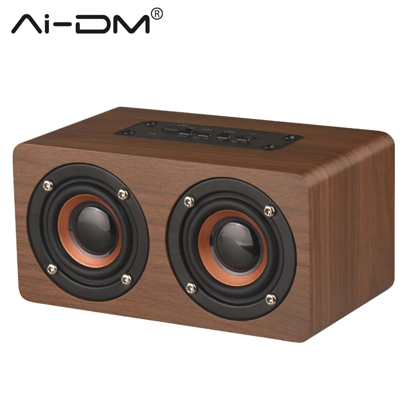AIDM Wooden Wireless Computer Speaker Portable Hifi Shock Bass Bluetooth Square Sound TF Caixa De Som Card AUX For Phones Xiaomi |