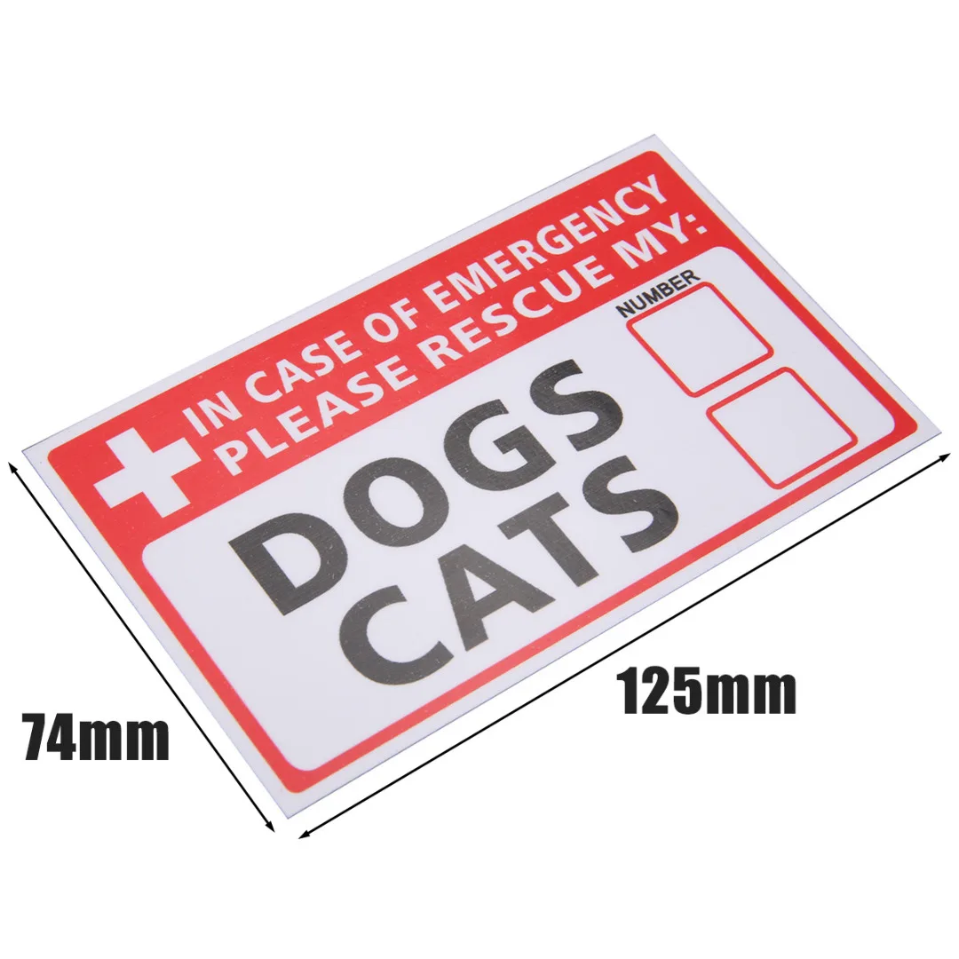 2Pcs Emergency Pet Rescue Sticker Dog Cat Vinyl Sticker First Responder Fire Safety Decal Label Signs For Security Supplies