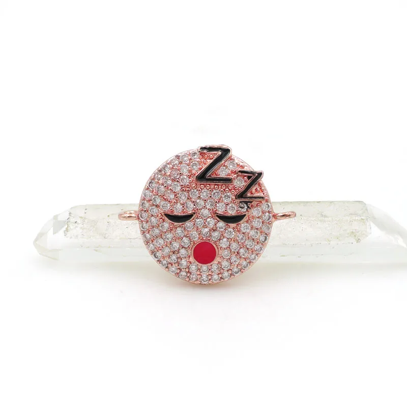 Rose Gold 20*16*3 мм Micro Pave Clear CZ Экспрессия сна Шарм с эмалированием подходит для мужчин и женщин делая браслеты ювелирные изделия - Окраска металла: Rose Gold