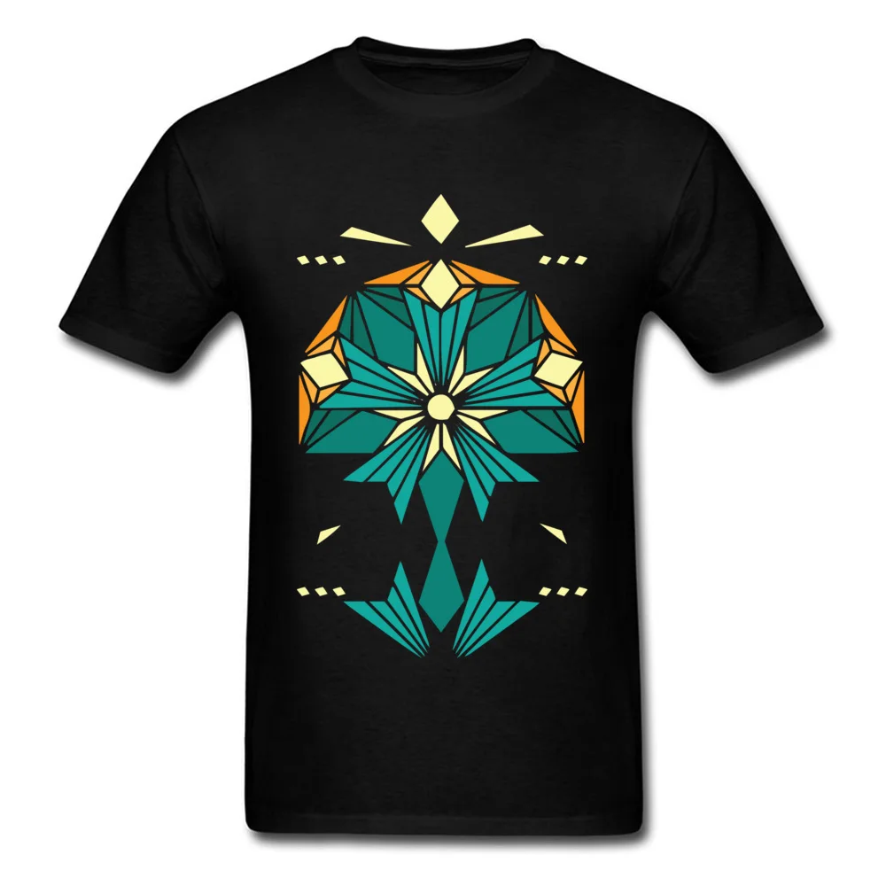 New Design geometric shine mandala Casual T Shirts Round Collar Pure Cotton Men Tops Shirts Short Sleeve Tee Shirts Summer/Fall geometric shine mandala black