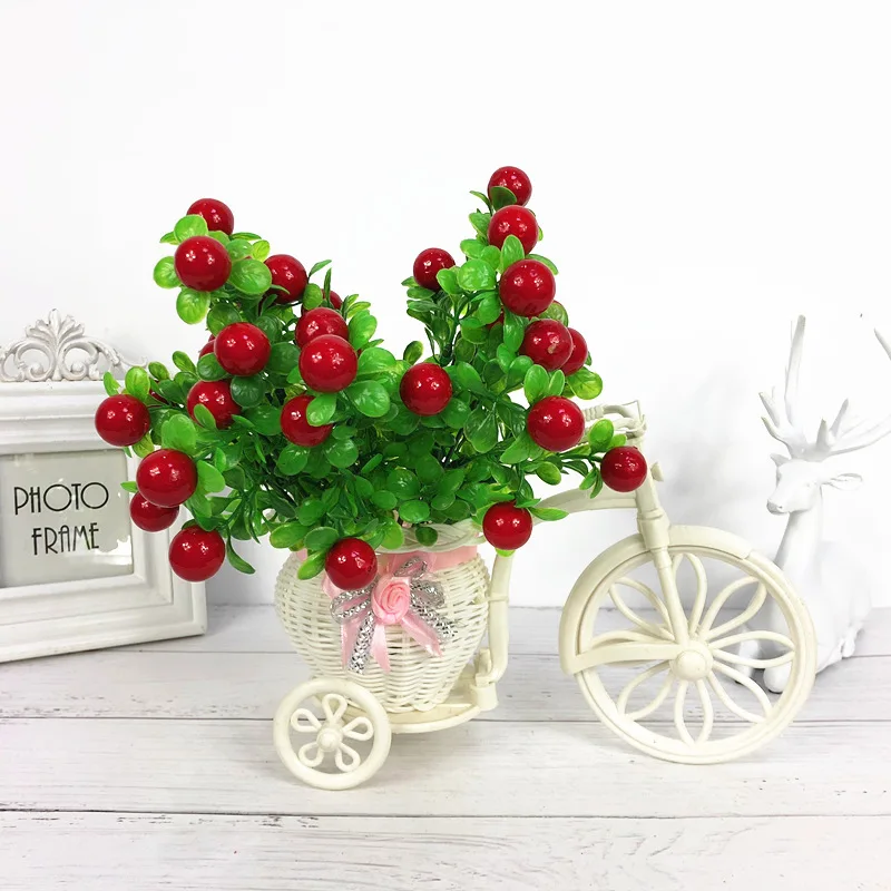 WHISM Mini Artificial Lifelike Cherry Bouquets Simulation Decorative