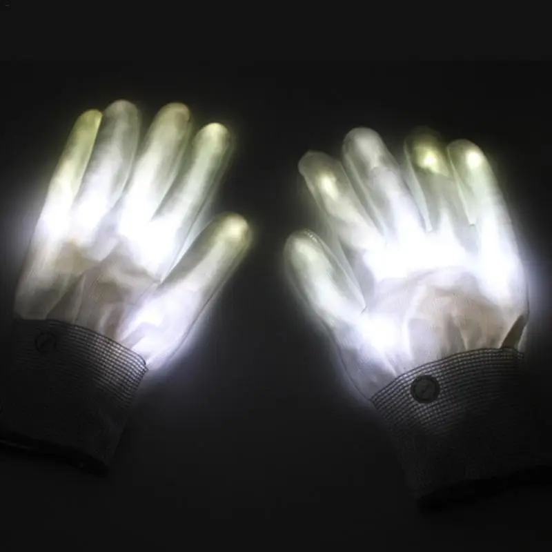 2 шт. светодиодный светящиеся перчатки с изображением скелета для Хэллоуина, сценический костюм для рождественской вечеринки, праздника, рождественского танца - Цвет: White