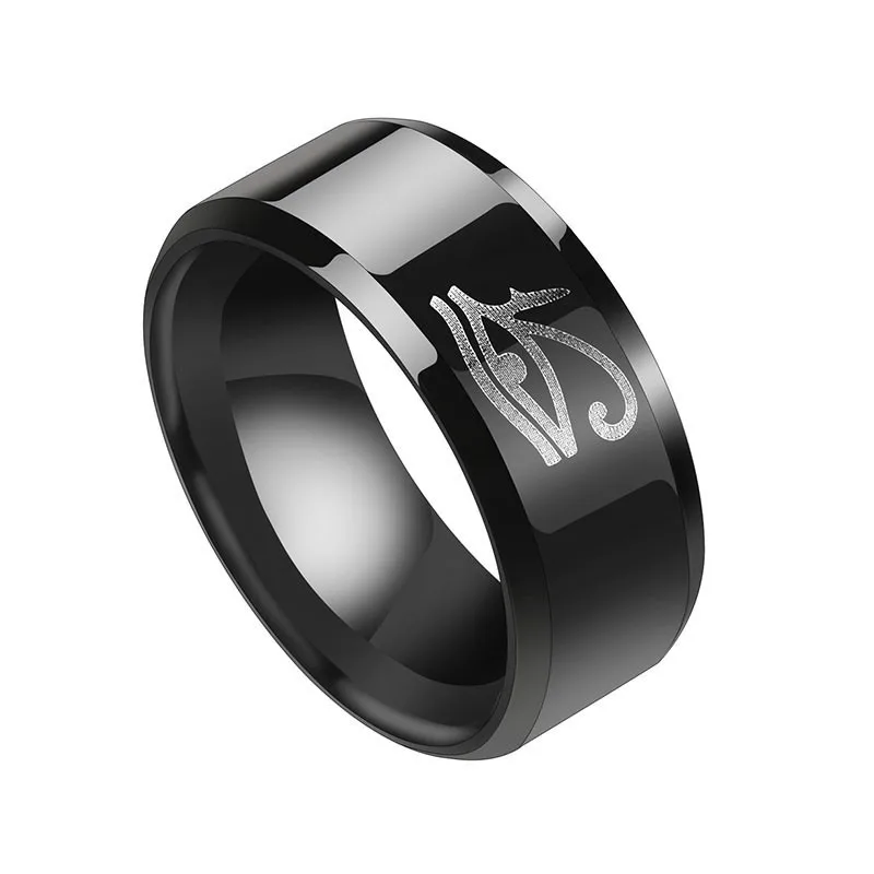 8 мм черные кольца из титана и нержавеющей стали с черепом для мужчин и женщин, Прямая поставка - Цвет основного камня: R201 Eye