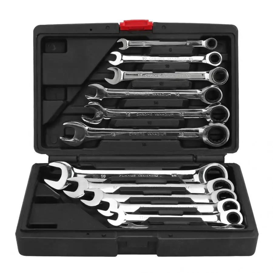 

Ratchet Wrench 12 Pcs Dual Usage Quick Access Combination Ratcheting Wrench Set 72 Tooth 180 Degrees