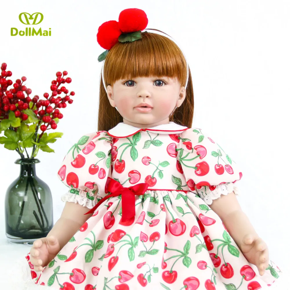 

DollMai 24"60cm Silicone Reborn Baby Doll Toys Lifelike real vinyl princess toddler girl adorable doll gift for child boneca