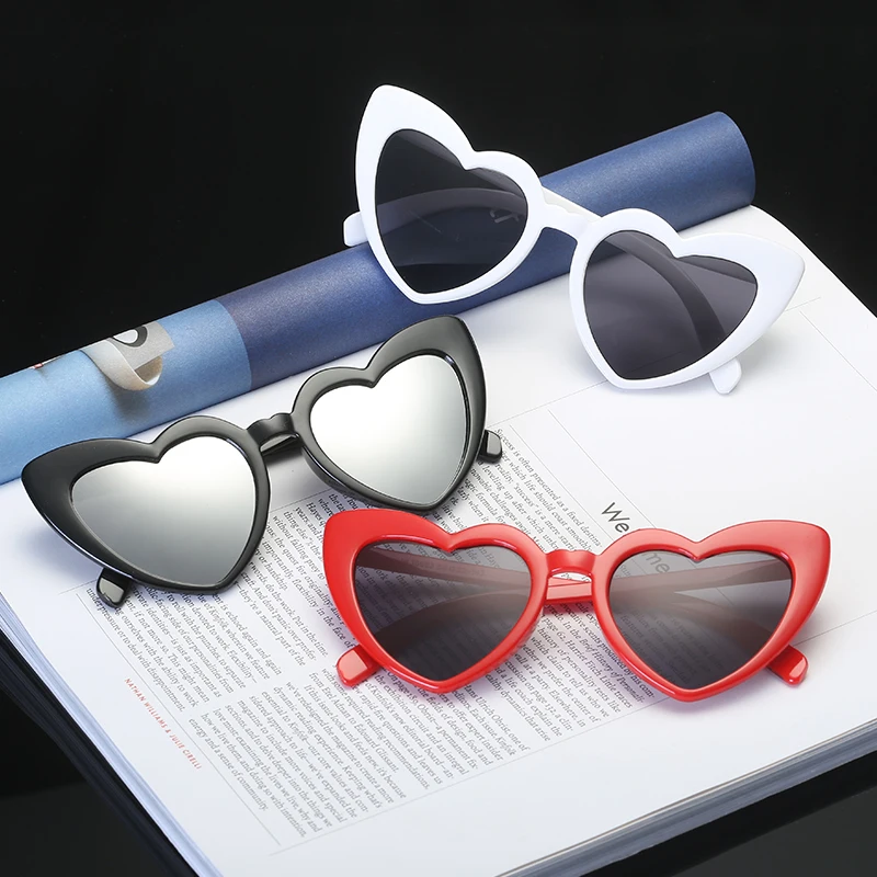 

Heart Sunglasses Women brand designer Cat's Eye Sun Glasses Retro Love Heart Shaped Glasses Ladies Shopping Sunglass UV400