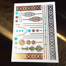 Gold Body Art For Women Flash Metallic Temporary Tattoos GYS-50 Summer Style Bracelet Choker Waterproof Tattoo Jewel Sticker