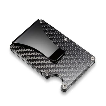 

Men Slim Money Clip Carbon Fiber Credit Card Holder Metal Wallet Anti Scan Function Card Cash Clip Wedding Favors