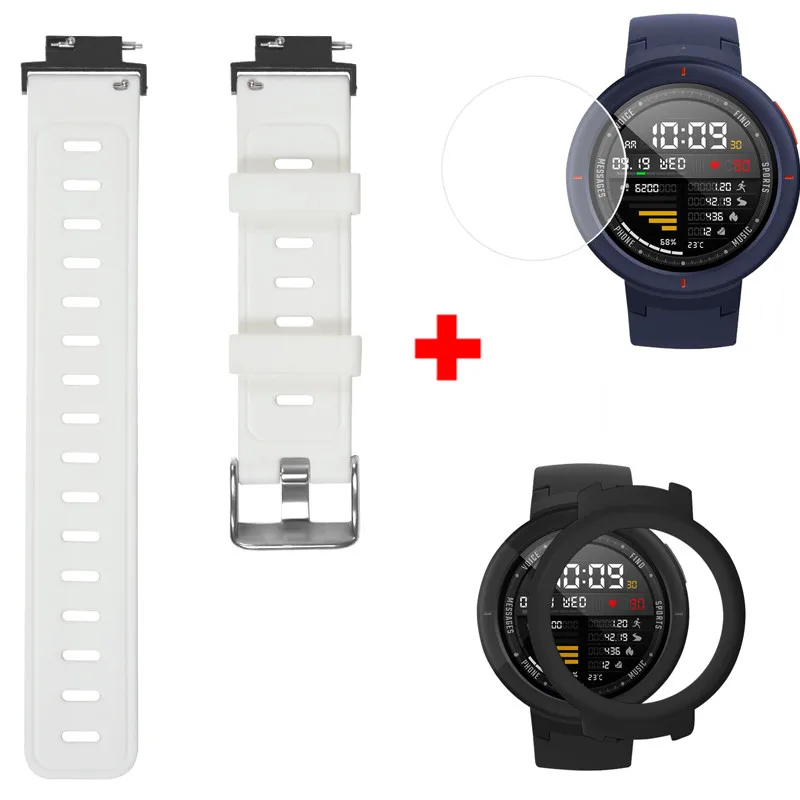 Color2 2 в 1 силиконовый браслет на запястье для Xiaomi Huami Amazfit Verge 3, защитный чехол, пленка для Huami Amazfit Verge, умный ремешок для часов - Цвет: Color2