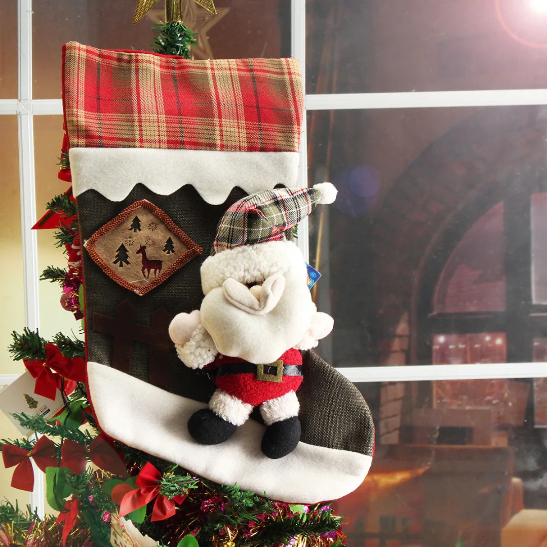 2019 Newest 3D Personalised Embroidered Christmas Santa Snowman Candy Stocking Gift Bag