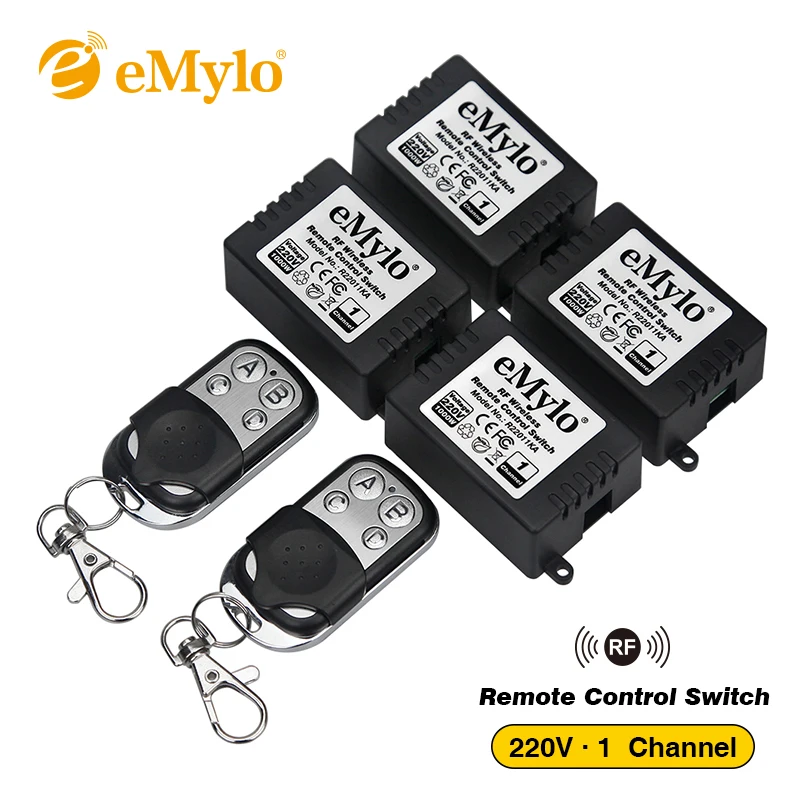  RF AC220V 1000W 2X 4-buttons Black-sliver Transmitter 4X 1 Channel Relays Smart Wireless Remote Con - 32500812497