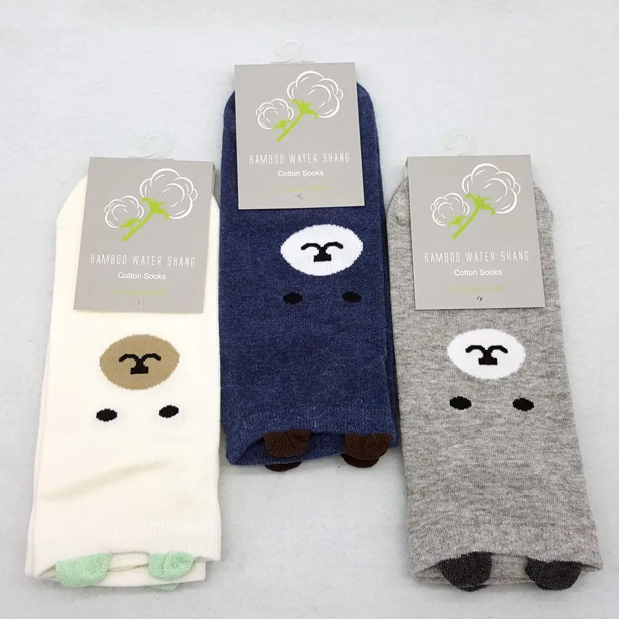 Bamboo Water Shang Для женщин коттоновые носки с милыми героями с ушками медвежонка Носки тапочки для Для женщин Симпатичные носки-следки женский Носки LQ-46