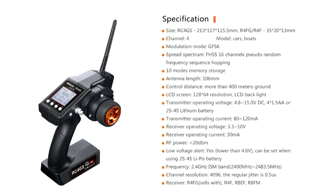 Радиопередатчик RC4GS 2,4G 4CH пистолет контроллер+ R4FG гироскоп внутри приемника для 4 канала RC автомобиль лодка RC игрушки