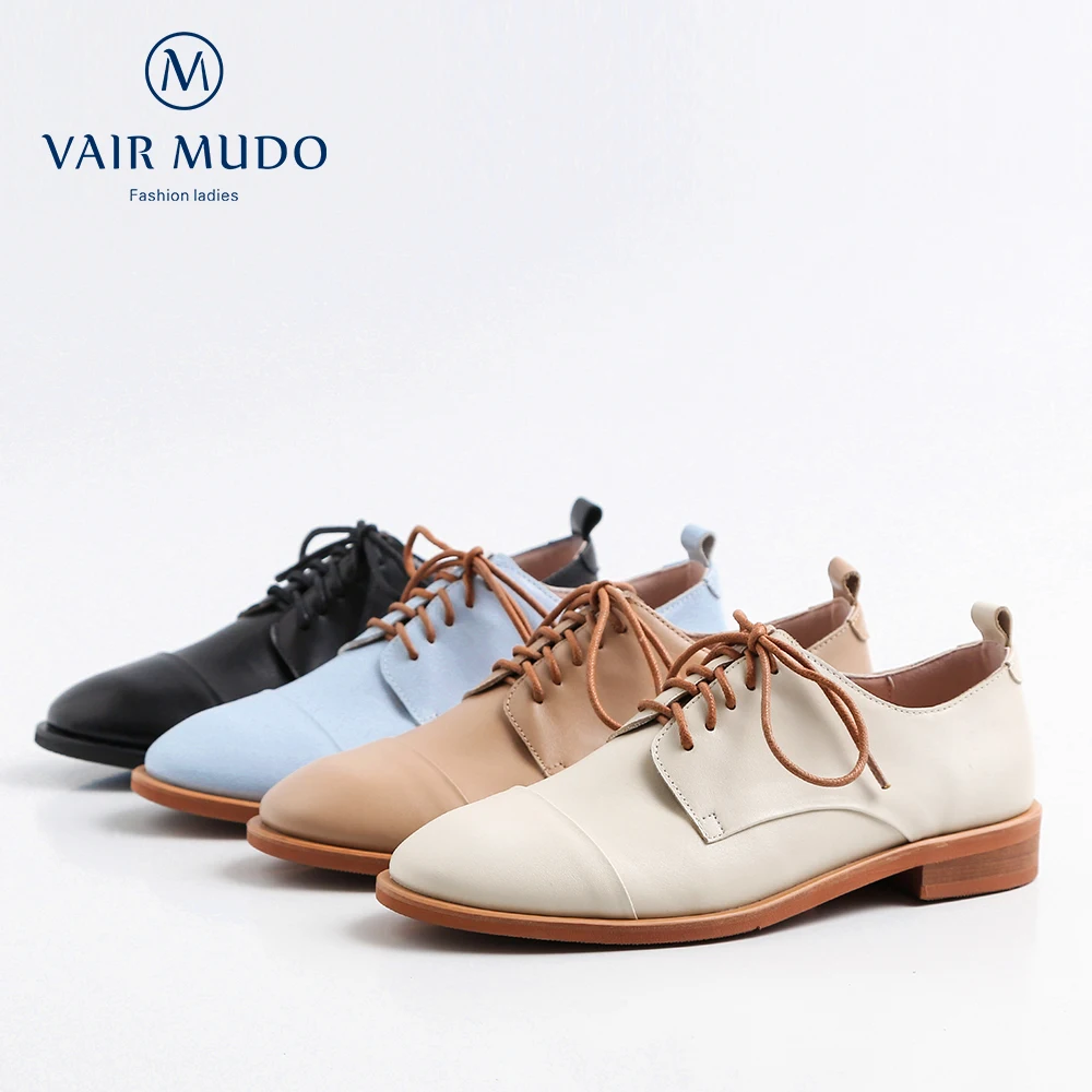 

VAIR MUDO New fashion Elegant spring autumn women shoes Low Heel Genuine Leather Handmade Sweet Casual Single Shoes Women D21L