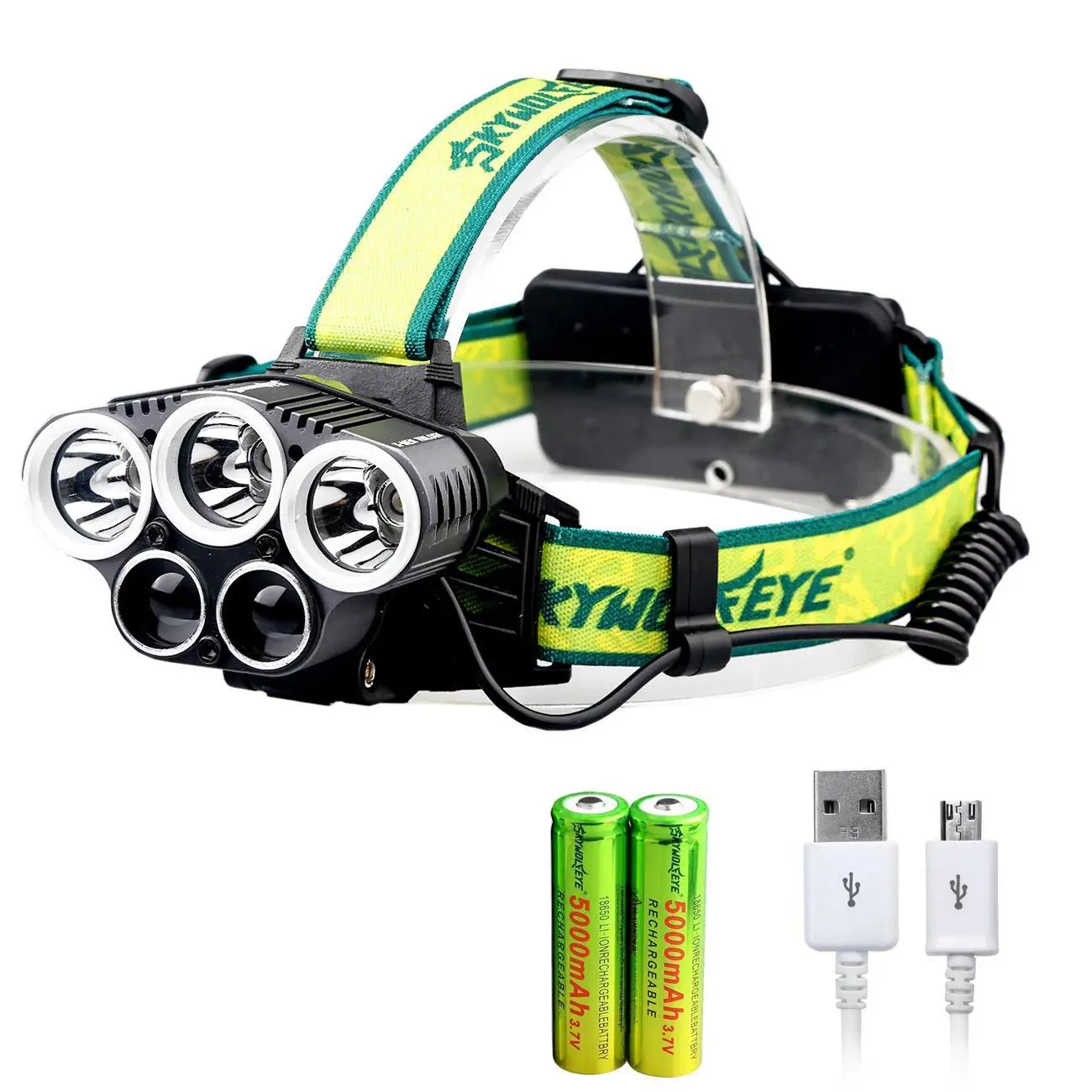 80000LM LED Headlight T6 5X Rechargeable Ultra Bright Hunting Walking At Night 18650 Battery Torch+USB Cable Headlamp | Лампы и