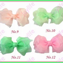 500 шт. 3.5 ''с двойной органзы волос лук сплошная лента для волос луки