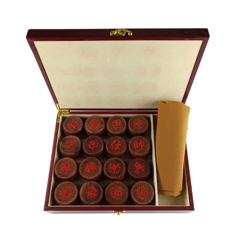 Yernea High-quality Chinese Wooden Chess  Game Set Soft Leather Chessboard Solid Wood Rosewood Chess Pieces Superior Quality