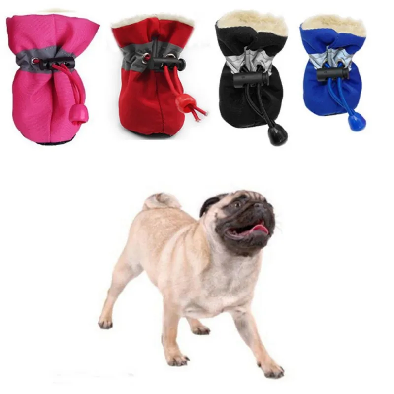 Pet Shoes 4pcs Waterproof Winter Pet Dog Shoes Anti-slip Rain Snow Boots Footwear Thick Warm For Small Cats Dogs Puppy Dog Socks Booties