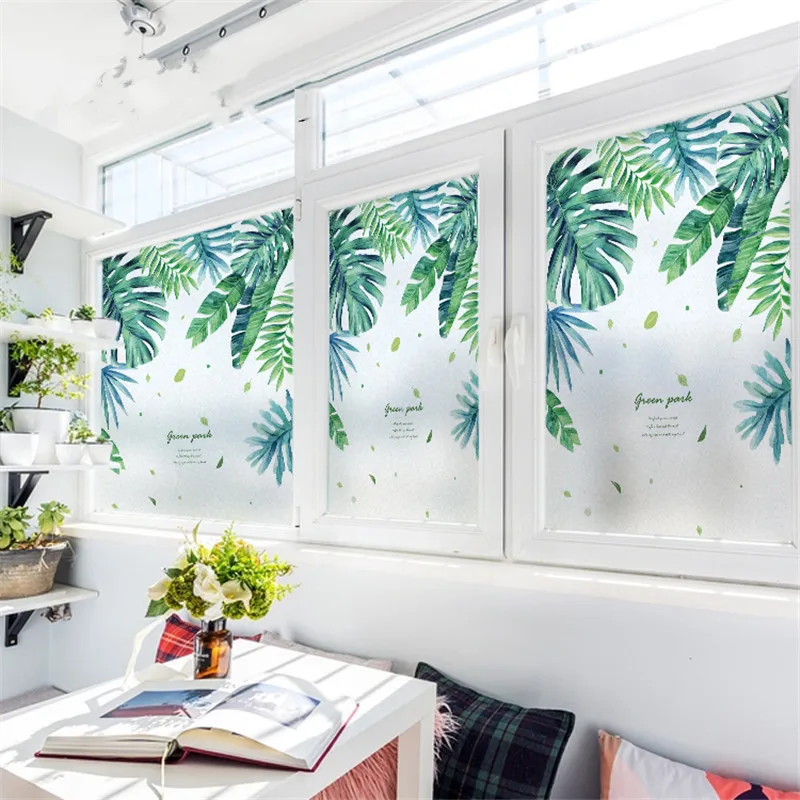 Водонепроницаемая оконная пленка Nortic Green Leave Home матовая непрозрачная абразивная