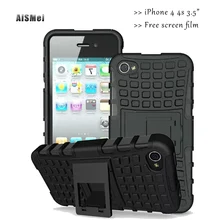 

AiSMei 3.5" for Coque iPhone 4s Case Heavy Duty Armor Shockproof Hard Silicone Cases for iPhone 4 Cover Stander Holder Funda