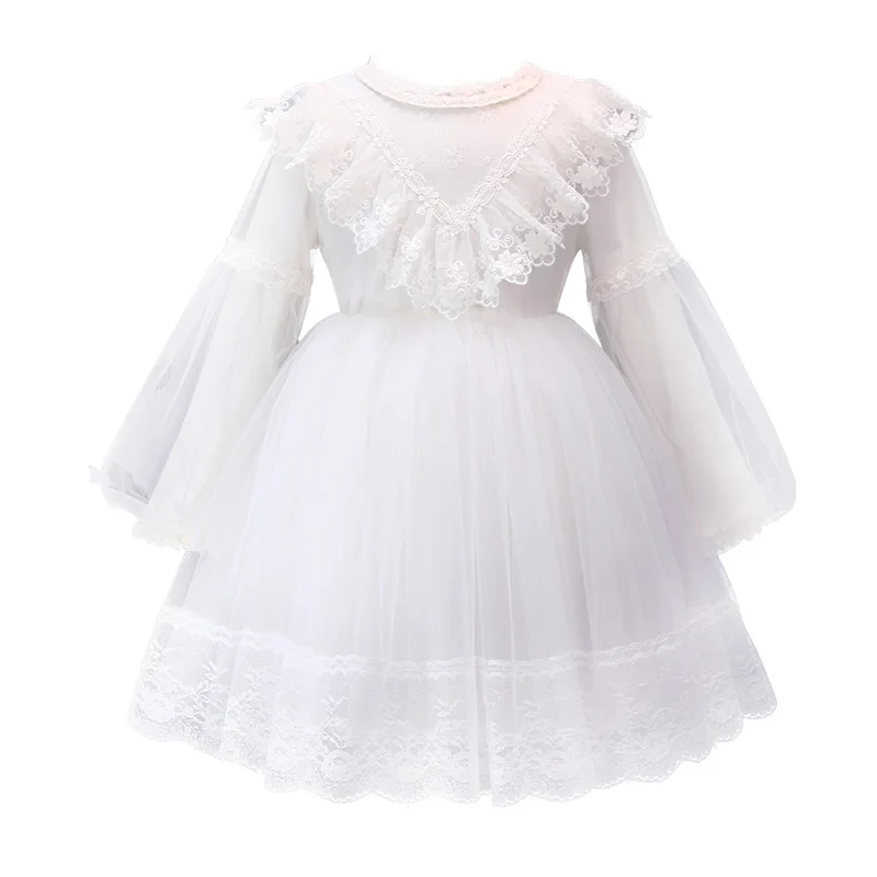 white ruffle flower girl dress