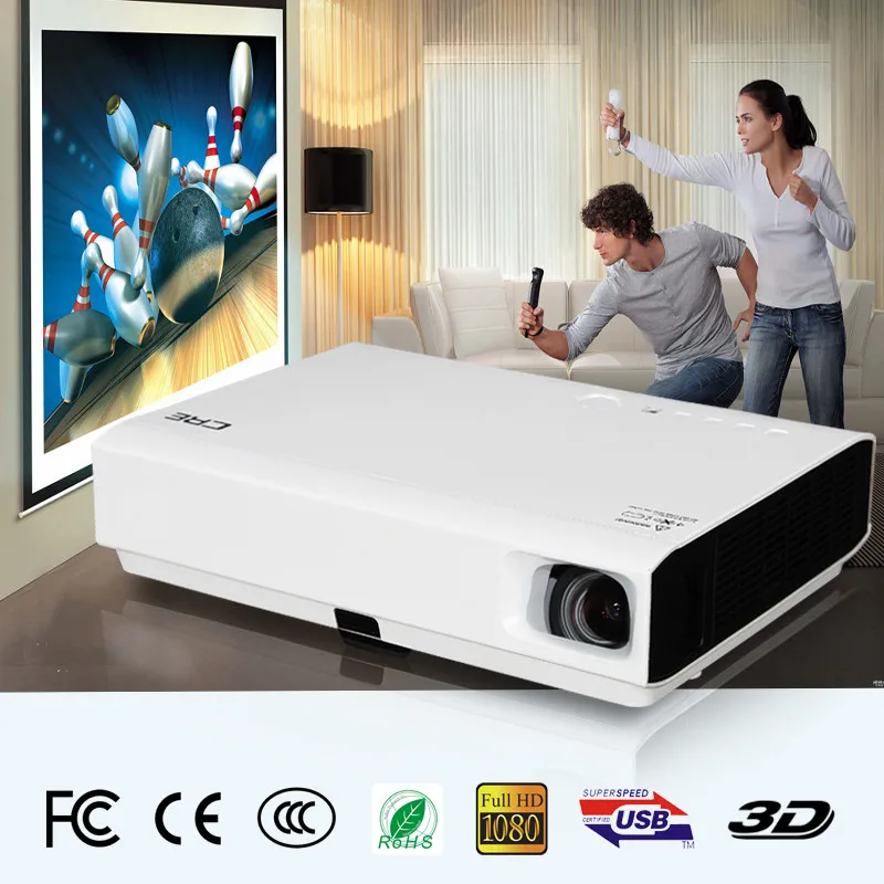 CRE X3001 1280*800 Android Bluetooth Airplay 3D 3LED 1080P DLP проектор домашний кинотеатр