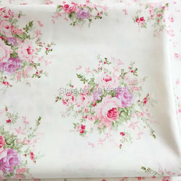

160cm Beige Victoria Rose floral farbric 100% cotton fabric Coutry Rose textile clothing for sewing quilting bedding set