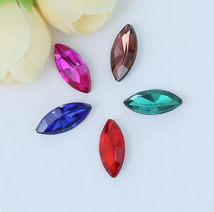 

60 Pcs/lot 5*10mm 16 Colors Navette Fancy Stone Point Back Marquise Horse Eye Glass Crystal Stone