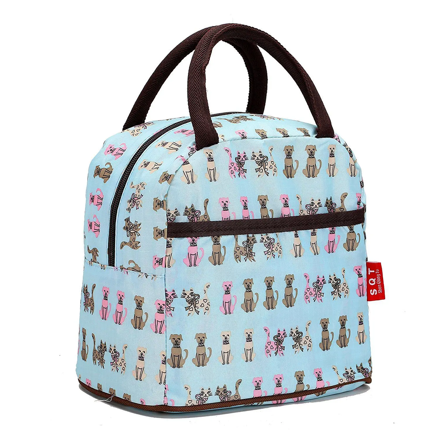 

ABDB Fashion Zipper Lunch Bag Picnic Box for Women Tote Handbag Pattern puppy