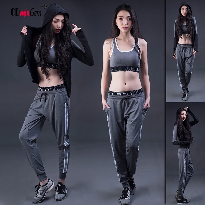 Women Trainning & Exercise Set,3pcs=1sets,Jacket+Sports Bra+Pants