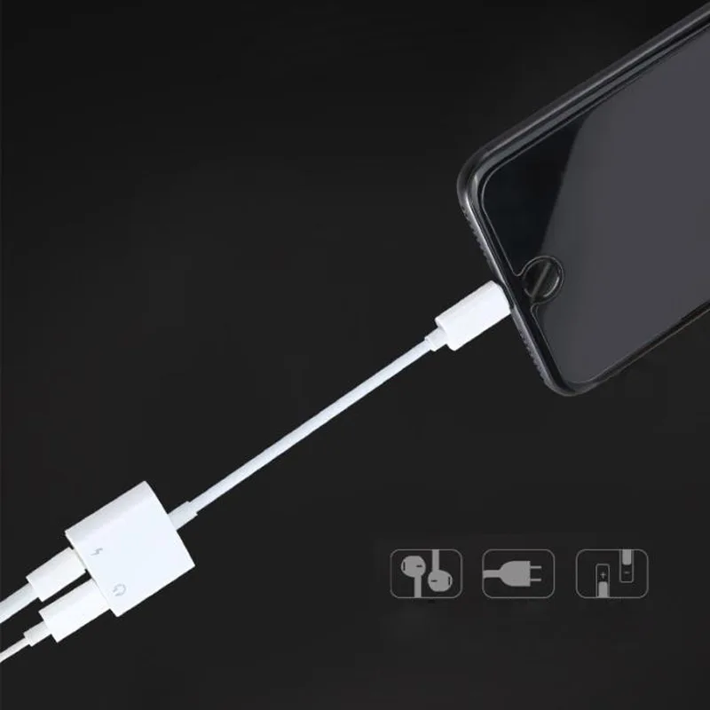 Double For Lightning Jack Charging Audio Adapter for iPhone 7 8 X Support for IOS 11 Music Call Headphone Adapter Converter Double For Lightning Jack Charging Audio Adapter for iPhone 7 8 X Support for IOS 11 Music Call Headphone Adapter Converter