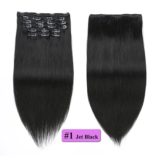 Showcoco человеческие прямые волосы remy на клипсах 10 шт. волосы для наращивания на всю голову 16-24 дюйма - Цвет: Color 1