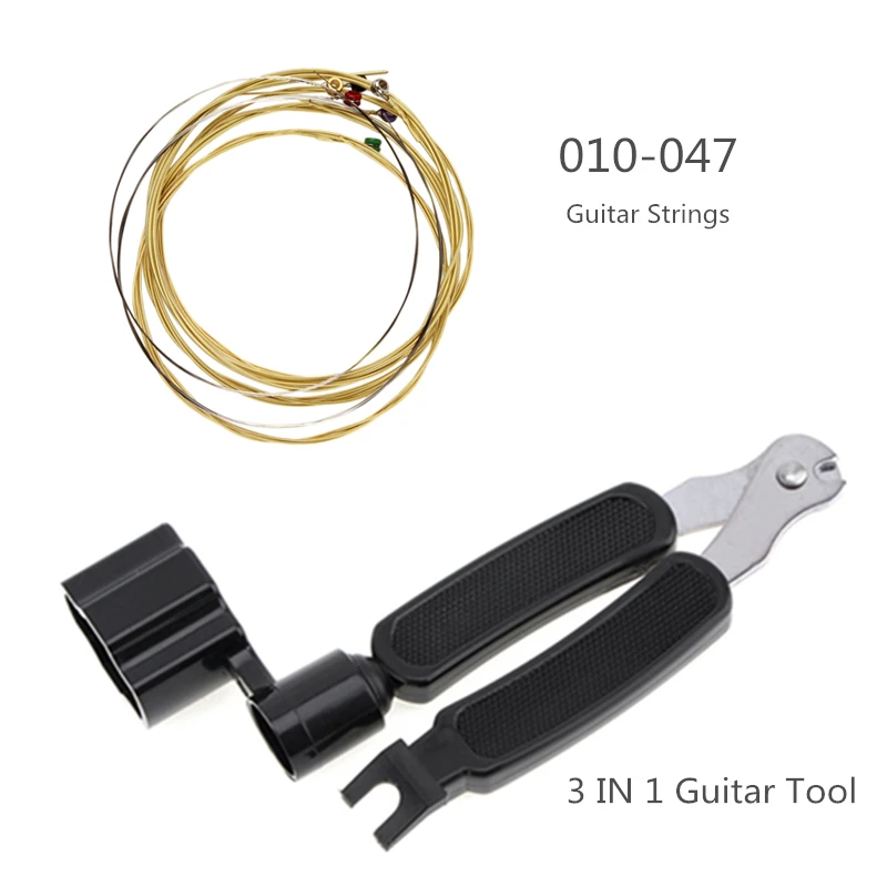 Acoustic Guitar String Set 010 047 + Replace String Tool with 3 IN 1