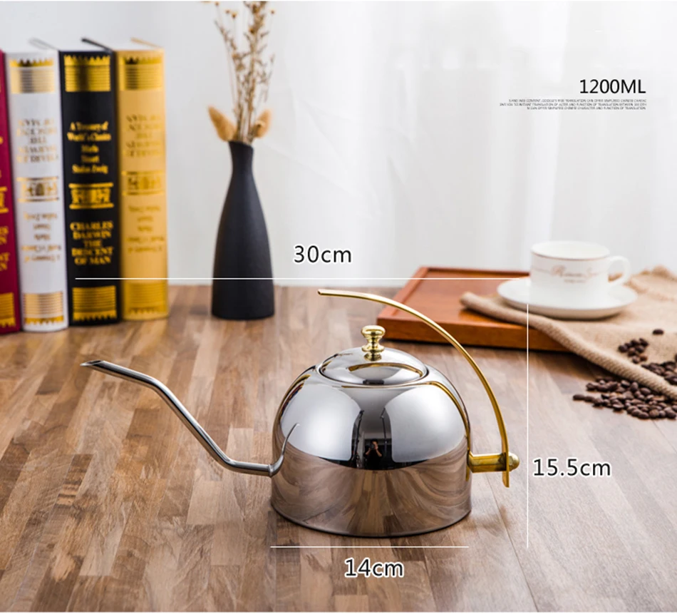 YRP 600 мл/1200 мл кофейник из нержавеющей стали с длинным носиком чайник залейте чайник ручной удар кофейник для кухонных инструментов