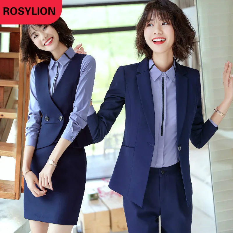 us 19 43 33 off spring fashion office suit 2 piece set women ladies suits business interview skirt suit overalls girls matching outfits oversize in business interview