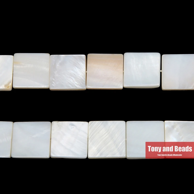 

15" strand Free Shipping 15x15x3mm Natural Mother of Pearl Shell Square Beads Approx 39CM Per Strand No.SB11