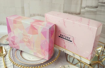 

22x15x5cm pink marble texture Cookie Package Cake Box Chocolate Cake Muffin Biscuit packaging gift Box 50pcs/lot