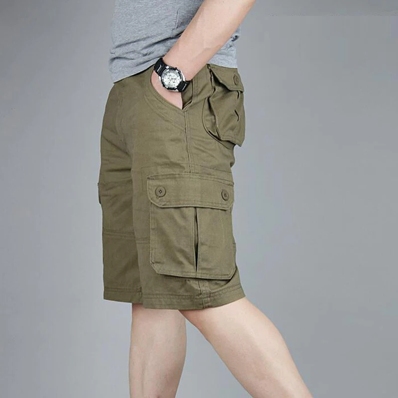 Мужские шорты Карго, летние повседневные шорты с карманами, мужские шорты для бега, военные короткие брюки, большие размеры 29-46, спортивные штаны