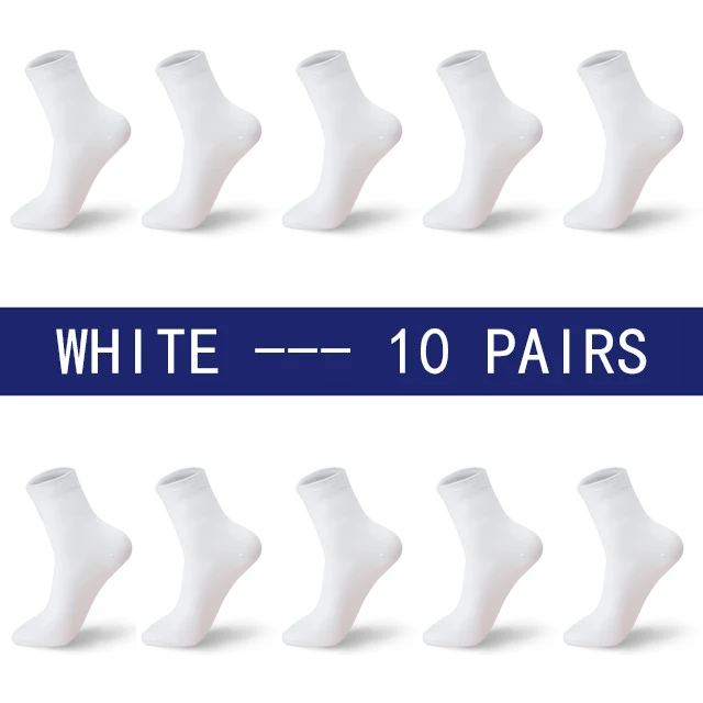 Высокое качество Мужские хлопковые носки новые стили 10 пар/лот черные деловые Большие размеры дышащие осенние зимние мужские европейские размеры(39-46 - Color: White