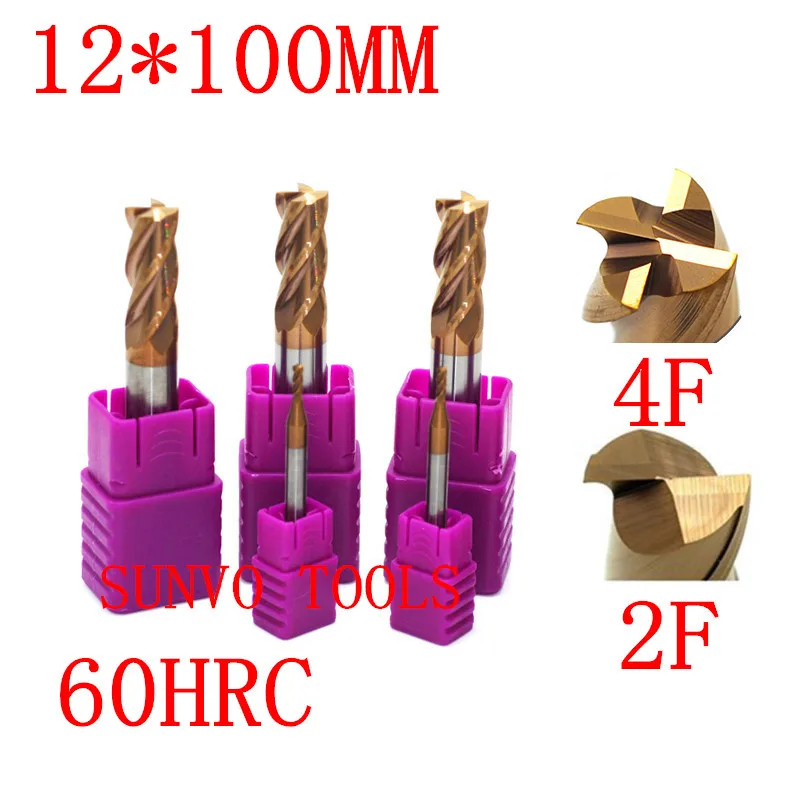 4F 2 флейты D12x100MM 12 мм HRC45 HRC50 HRC55 ЧПУ Вольфрам Карбид фрезы R6 мяч конец мельница алюминий фреза