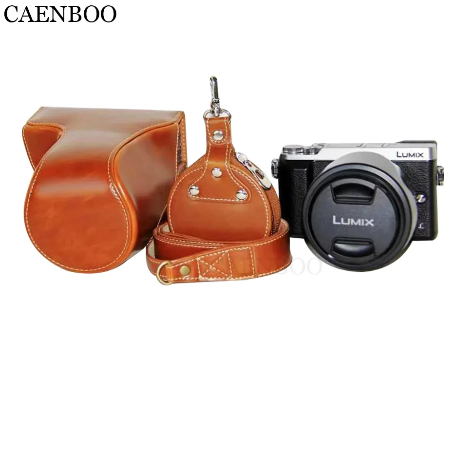 CAENBOO Камера сумки жесткий Роскошный кожаный чехол для Panasonic Lumix DMC-GX80/GX85 14-140 мм открытым Батарея обложка+ плечевой ремень